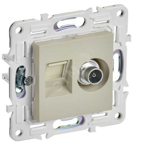 Розетка двойная TV+RJ45 кат.5E SK-A14B бежевый SKANDY