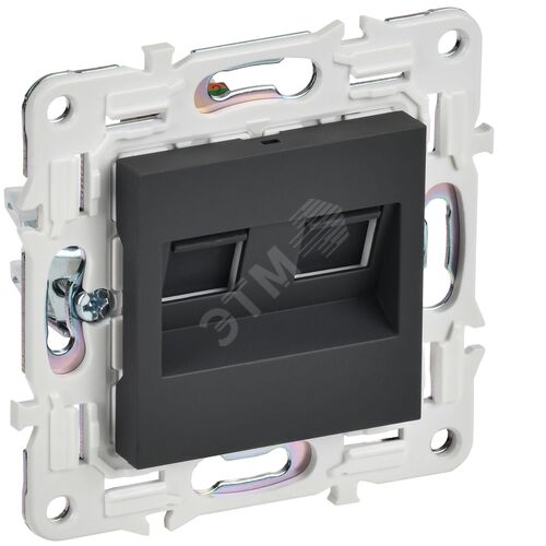 Розетка компьютерная двойная RJ45 кат.5E SK-K03G графит SKANDY