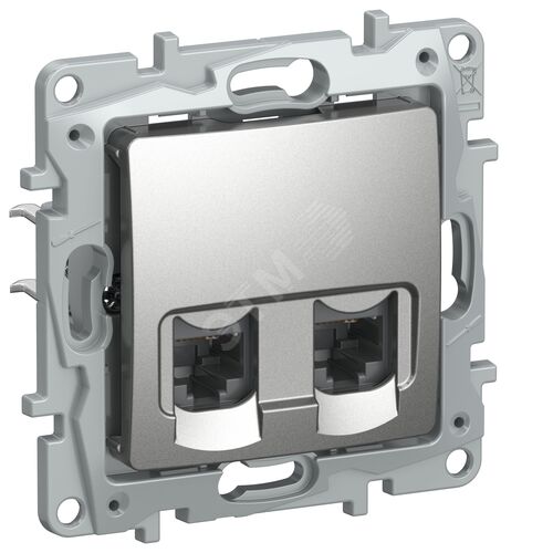 IEKETIKA Розетка компьютерная двойная RJ45 категория 5Е UTP 6724551 алюминий
