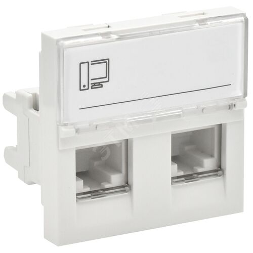 PRIMER РКИ-22-00-П-6 Розетка компьютерная RJ45 UTP кат.6 (2 модуля 2 входа) белая