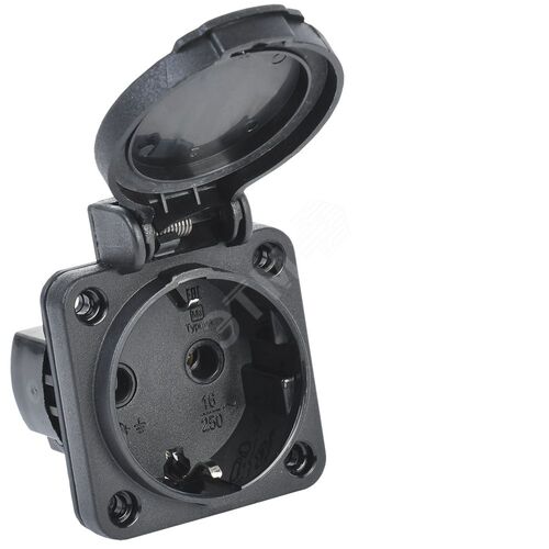 MAGNUM Розетка панельная SCHUKO РП14-3 с крышкой IP54 черный