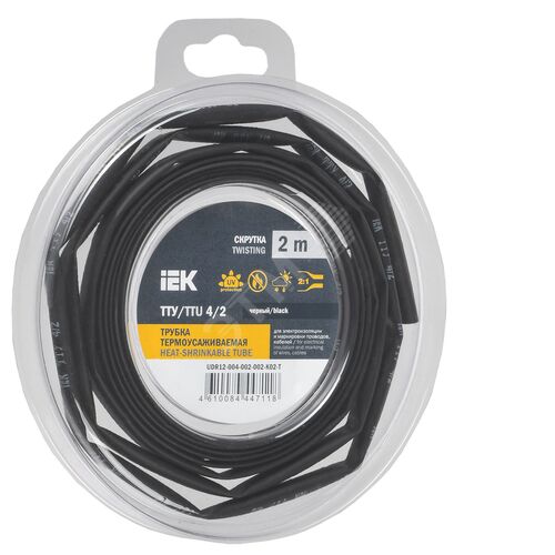 Трубка термоусадочная ТТУ нг-LS 4/2 черная (2м/упак) IEK