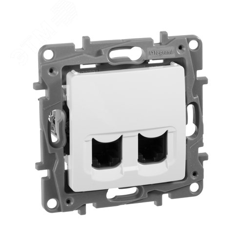 Розетка компьютерная двойная RJ45 категория 5Е UTP белый ETIKA