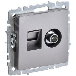 BRITE Розетка двойная TV+RJ45 кат.5E РТВ/РК12-БрС сталь