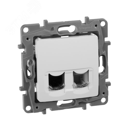 Розетка двойная RJ11+RJ45 кат.5E UTP белый ETIKA