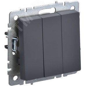 BRITE Выключатель трехклавишный 10А ВС10-3-0-БрГ графит