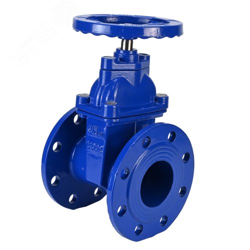Задвижка клиновая 30ч39р DN.ru GGG50-GGG50-EPDM-F-S blue Ду50 Ру10/16 с невыдвижным шпинделем, со штурвалом