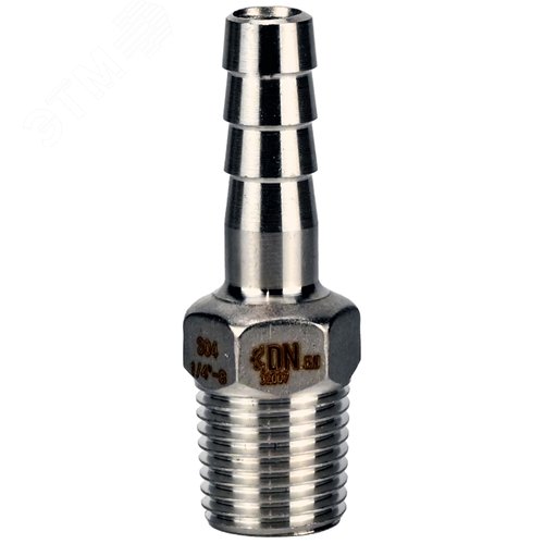 Штуцер елочка ШЕ304-T-1/4-8 1/4''х8мм Ду8 Ру16 шланговый, корпус нержавеющая сталь AISI 304 (CF8), присоединение наружная резьба/штуцер