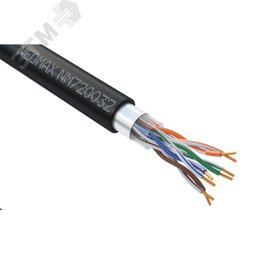 Витая пара F/UTP CAT 5e 4x2x0.52 мм 24AWG Медь внешний PE черный Fluke Tested 305м