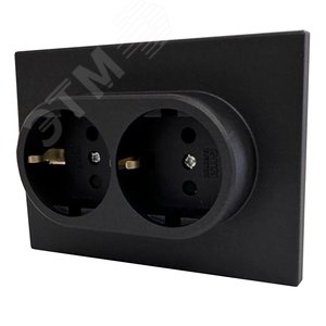 Розетка двухпостовая Ugra с/з с з/ш, механизм, 16А, 250В, графит