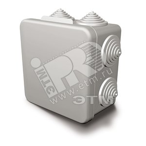 Коробка распределительная 80х80х55 7 муфт, IP54, открытой проводки, серый