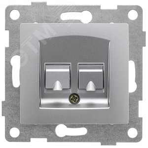 Розетка компьютерная RJ45 Ugra, механизм, одинарный, серебро