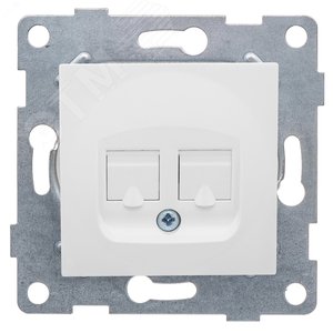Розетка компьютерная RJ45 Ugra, механизм, двойной, белый