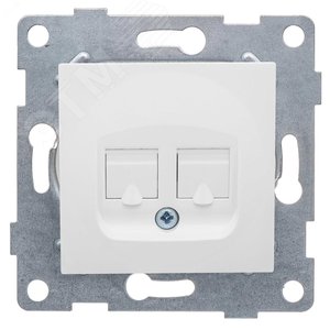 Розетка компьютерная RJ45 Ugra, механизм, одинарный, жемчуг