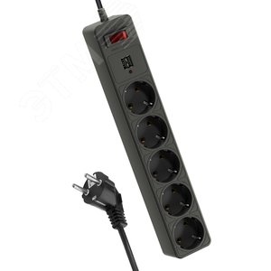 Фильтр сетевой 3м 5 гнезд, пвс 3х0,75мм2, черный 2 USB
