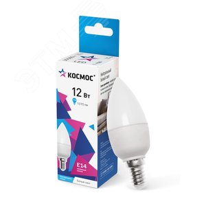 Лампа светодиодная LED 12Вт Свеча 220В Е14 D37х110 4500К белый 1070 лм