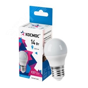 Лампа светодиодная LED 14Вт Шар 220В Е27 D45х80 4500К белый 1260 лм