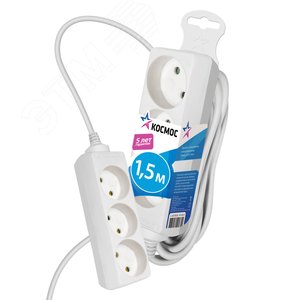 Удлинитель 1.5м, 3гн. ПВС 1мм2