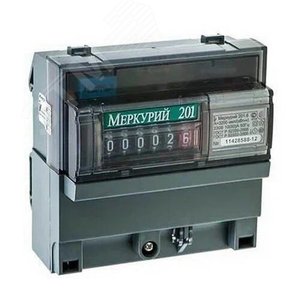 Счетчик электроэнергии Меркурий 201.6 однофазный  однотарифный, 10(80), класс точности1.0, D, ЭМОУ, импульсный выход