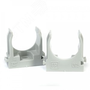 Крепеж-клипса для труб для монтажного пистолета   серая в гофроящике d25 мм (900шт/кор)