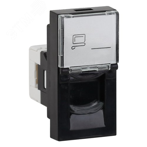 Розетка модульная компьютерная RJ-45 45х22,5мм черная