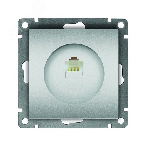 Розетка компьютерная одноместная UNIVersal серия Афина, с/у, 1А, RJ45, серебро (еврослот), механизм