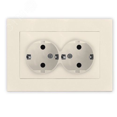 Розетка двухместная UNIVersal серия Афина с/з, с/у, 16А, 220В, слоновая кость (ivory) (еврослот), механизм