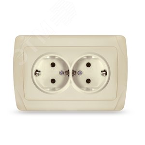 Маргарита розетка двухместная  с/з, с/у, 16А, 220В, сл.кость (ivory) (еврослот)