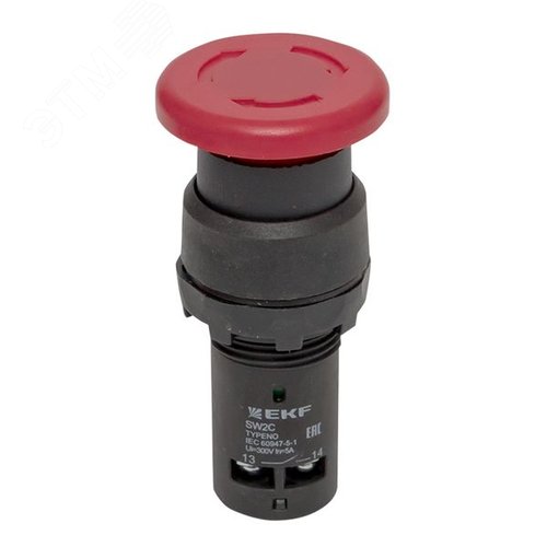 Кнопка SW2C-11MZ поворотная красная Грибок 1з+1р