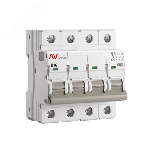 Выключатель автоматический AV-6 4P 16A (D) 6kA AVERES