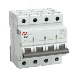 Выключатель автоматический AV-6 4P 32A (B) 6kA AVERES