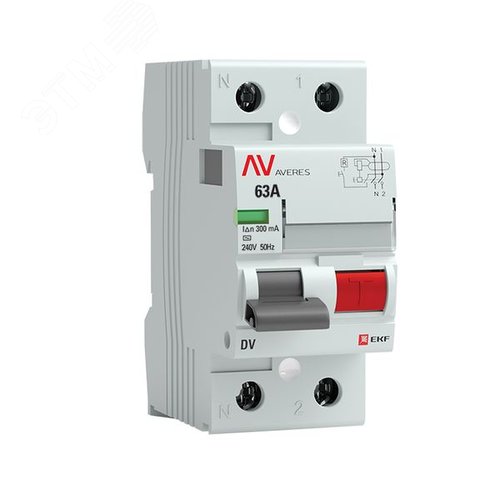 Устройство защитного отключения DV 2P 63А/300мА (AC) AVERES