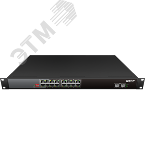 Коммутатор промышленный неуправляемый U-2GX/SFP-16GTP-R, 2 порта 1000Base-X SFP, 16 портов 10/100/1000Base-T(X) RJ45 c PoE, монтаж в 19'' стойку TSX EKF