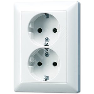 Штепсельная розетка двойная  SCHUKO 16A 250В. Материал- термопласт. Цвет- белый.
