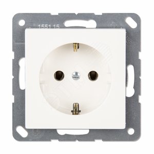 Розетка SCHUKO одинарная (механизм + накладка, без рамки), с заземлением, без шторок, 16A, 250Bт  с пружинными зажимами для проводов до 2,5 мм2. Серия- Eco Profi. Материал- термопласт. Цвет- белый.