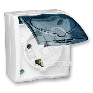 15 Aqua Розетка 2Р+Е Schuko со шторками с крышкой полупр. IP54 16А 250В винтовой зажим S15A белый