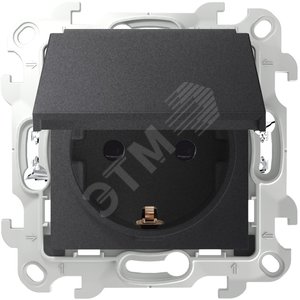 Розетка 2К+З IP44 Push&Go, графит