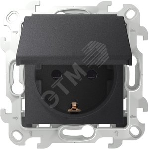 Розетка 2К+З Schuko IP44, графит