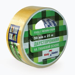 Двусторонняя лента 50 мм х 5м ткань в индивидуальной упаковке Klebebander /36
