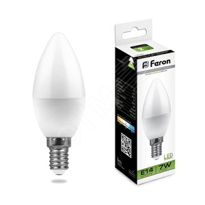 Лампа светодиодная LED 7вт E14 белый матовая свеча