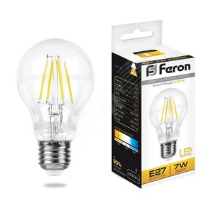 Лампа светодиодная LED 7вт Е27 теплый FILAMENT