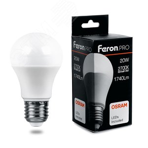 Лампа светодиодная LED 20вт Е27 теплый .PRO