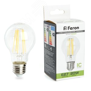 Лампа светодиодная LED 20вт Е27 белый FILAMENT
