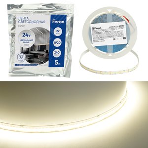 Лента светодиодная 22Вт/м 24В 4000К IP20 240LED/м LS503