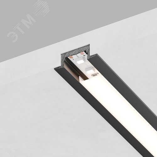 Профиль встраиваемый алюминиевый черный2 м матовый экран 2 заглушки для светодиодных лент
